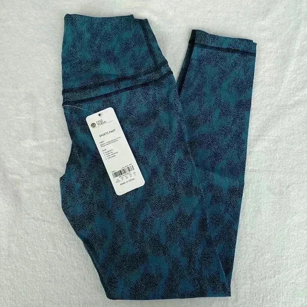 NEW CRZ Yoga Leggings Size XS Blue High Waist 7/8" Compression Naked Feel